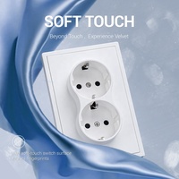 Enchufe Doble de 120 * 86 mm para Enchufe Europeo de 16 A y 250 V, Enchufe Schuko Integrado en Pared, Panel de PC, Enchufe Doble 2 en 1