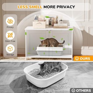 Mueble para Caja de Arena para Gatos, a Prueba de Perros, Gabinete Oculto para Baño de Gatitos, Entrada Baja, Cajas de Madera para Gatos, Control de Olores - Product Image 3