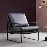 Gainsville Furniture Fauteuil de salon nordique simple à base de cuir véritable