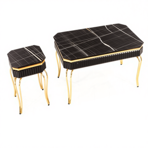 ชุดโต๊ะกาแฟโรสเซ่ โมเดิร์น ท็อปไม้ลามิเนต โครงโลหะ 2 ชิ้น เฟอร์นิเจอร์ห้องนั่งเล่น ทนทาน - Product Image 1