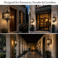 Lámpara de Pared Exterior de Aleación de Aluminio Estilo Europeo, IP65 Impermeable, Lámpara de Pared para Pasillo, Lámpara de Pared Decorativa Vintage para Exteriores