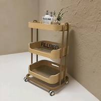 Chariot de Salon Yicheng Beauty au Design Moderne, en Bois Massif Écologique à Trois Niveaux, Multifonctionnel et Mobile pour Salon et Chambre