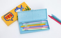 2 Trousse à crayons multifonctionnelle pour enfants Boîte à crayons en plastique pour l'école avec blocs de construction pour les filles