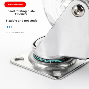 Silent PU Transparent Furniture Casters Heavy Duty Swivel <b>Wheels</b> with Brake <b>for</b> <b>Tables</b> and Cabinets - Product Image 4