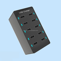 Cargador USB de 10 puertos de 50W, tira de alimentación 5V2.4A, enchufe multifunción para oficina en casa, carga rápida para teléfonos, portátiles y ordenadores