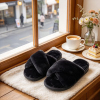 Pantoufles douillettes personnalisées à logo pour femme, avec lanières croisées, style babouche, pour la maison, le dortoir, l'hôtel, l'appartement, l'hiver, vente en gros