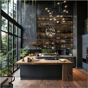 Gabinete modular negro minimalista de estilo europeo con gabinete de cocina de isla - Product Image 6