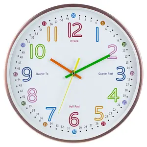 30cm Aluminum Frame Children's Metal Wall Clock Light Luxury Modern Simple Clock Living Room High-end Quartz Round Clock