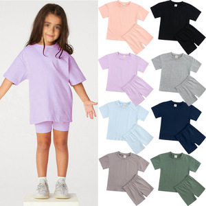 Ensemble de vêtements pour garçons et filles, t-shirts à manches courtes et leggings, pantalons de jogging, 2 pièces, vêtements pour tout-petits, vêtements d'été pour filles 2022 - Product Image 2