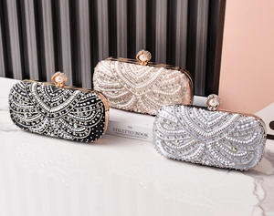 高級ビーズ刺繍イブニングクラッチ割引新しいウェディングブライダルドレスハンドバッグプロムクラッチ財布とパーティーバッグ - Product Image 5