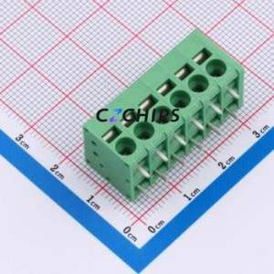 DB241R-5.0-6P-GN Spring Terminal Block Bent Lead Through Hole,P=5mm Connector 1x6P 5mm Green 6P - Product Image 1