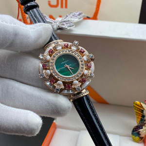 Montres à quartz luxueuses pour femmes profilées ensemble de diamants artisanat temps précis accessoires décoratifs fenêtre de cadran en cristal - Product Image 6