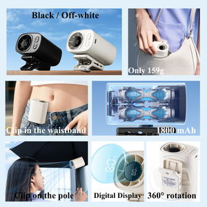 <span class=keywords><strong>Ventilateur</strong></span> à <span class=keywords><strong>pince</strong></span> parapluie 1800 mAh 5W, portable, avec écran LED et chargement Type-C, faible MOQ, <span class=keywords><strong>ventilateur</strong></span> USB - Product Image 3