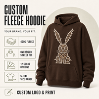 Sweat à capuche oversize personnalisé de haute qualité pour l'hiver, unisexe, en polaire polyester/coton 400g, anti-rétrécissement, avec logo brodé