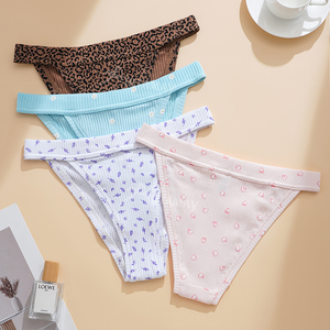 <span class=keywords><strong>Slip</strong></span> da Donna in Cotone a Vita Bassa con Stampa, Tessuto a Costine, Taglio Brasiliano, Mutandine Bikini, Vendita all'Ingrosso dalla Fabbrica Airtamay - Product Image 2