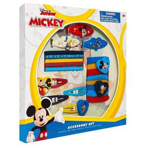 Ensemble d'accessoires Disney Mickey Mouse comprenant 3 barrettes, 4 pinces à pression, 5 élastiques, 8 attaches pour cheveux, accessoires H.E.R originaux sous licence. - Product Image 1