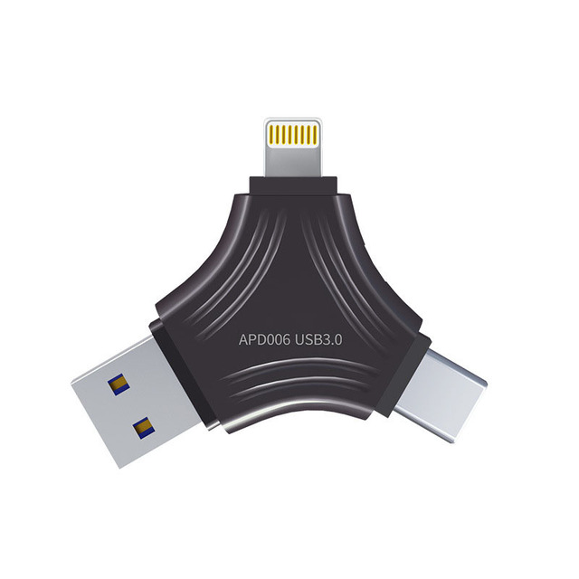 Wholesale 3-in-1 High Tech Security 64GB 128GB 256GB 512GB Metal USB Flash Drive 3.0 Interface New Product