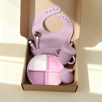 Assiette pour enfants en acier inoxydable personnalisée avec logo, facile à nettoyer, compatible lave-vaisselle, ensemble d'alimentation en silicone pour bébé, sans BPA