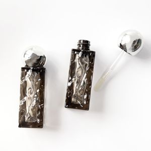 للبيع بالجملة أنبوب ملمع شفاه أسود من الحمم الجليدية 5 مخصص حاوية بلاستيكية فارغة أحمر شفاه عبوة مستحضرات تجميل مع فرشاة - Product Image 5