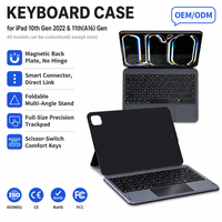 Étui Clavier Magnétique Slim Folio pour iPad 10ème Génération 2022 & iPad A16 11 Pouces avec Pavé Tactile Multi-Touch et Touches Rétroéclairées Colorées PT009
