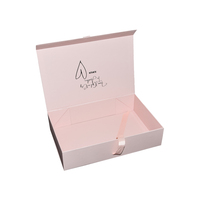 Boîte magnétique pliante personnalisée en carton gaufré pour emballage de mèches de cheveux, avec fermeture à ruban de soie et dorure à chaud
