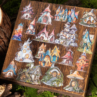 16 Stickers per verpakking Feeërieke Fantasiehuis Serie Bosachtige Huis-Thema Decoratieve Afbeeldingen voor DIY Journaling