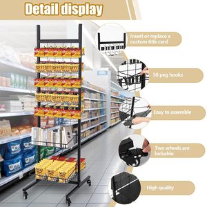 Tùy Chỉnh Cửa Hàng Bán Lẻ Di Chuyển 66 Cao Kim Loại Bán Lẻ Lưới Hiển Thị Đứng Móc Hiển Thị Giá Cho Các Phụ Kiện Với 50 PEG Móc - Product Image 3