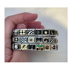 Bracelet à breloques italien personnalisé en acier inoxydable 9 mm, motif cœur, crâne, flèche et <span class=keywords><strong>mots</strong></span> anglais, nouvelle série noire, bijoux de mode DIY, vente en gros - Product Image 4