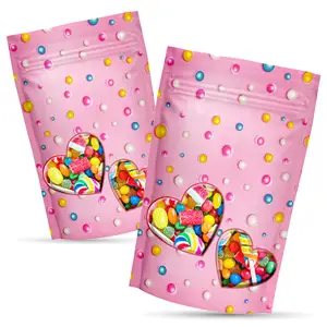 Imballaggio personalizzato per biscotti caramelle Moq basso con chiusura lampo Stand Up sacchetto con cerniera imballaggio con chiusura a Zip per uso alimentare Stand Up Pouch Bags