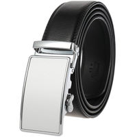 Ceinture en cuir automatique à cliquet pour homme, boucle en alliage de zinc gravable avec logo, 4 couleurs de sangle et 5 finitions de boucle, style professionnel