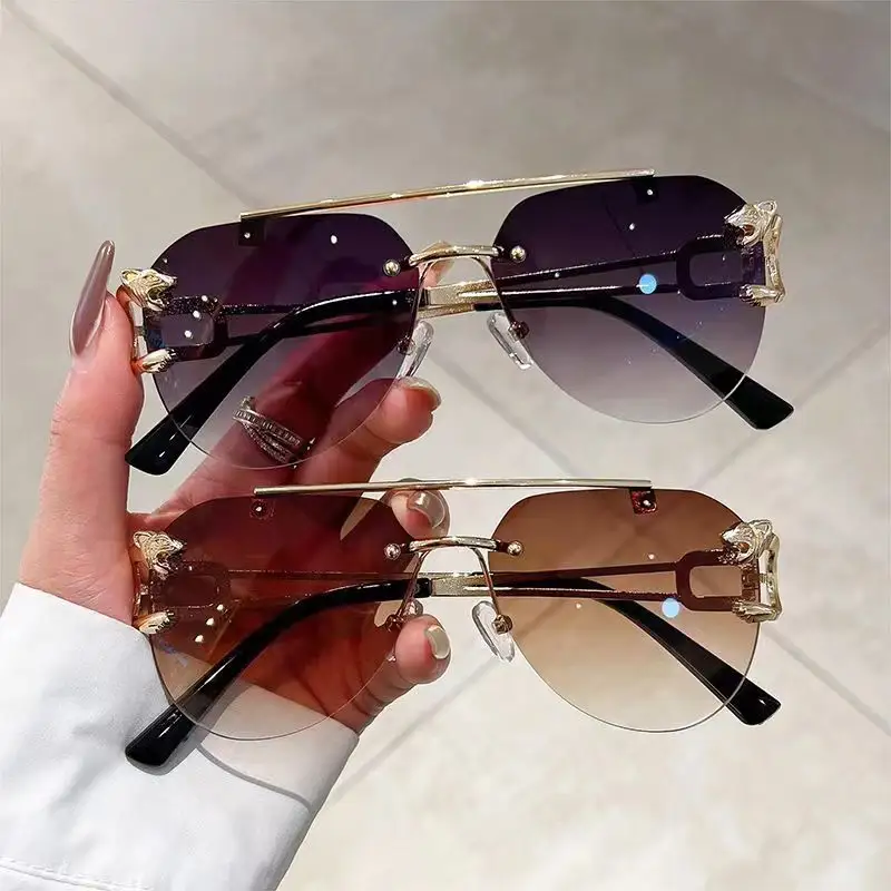 Kenbo Óculos de sol sem aro Leopard atacado 2024 novo estilo de óculos de sol unissex para homens e mulheres