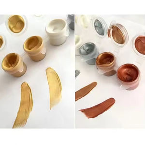 Juego de pintura acrílica metálica no tóxica con pincel, 6 colores, 12 ml, alta calidad, para pintar sobre lienzo y decoración de paredes. - Product Image 3