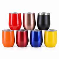 Gobelet à vin sous vide de 12 oz, tasse à cocktail, verre isotherme en acier inoxydable avec couvercle anti-éclaboussures pour les fêtes et le camping