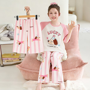 Pyjamas d'été pour enfants OEM/ODM à manches courtes et pantalons/culottes, en pur coton imprimé, respirants et anti-humidité, pour garçons et filles - Product Image 5