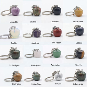 Llaveros de Cristal Curativo para Mujer, Llaveros de Piedras Preciosas Naturales, Diseño Simple, Colgante de Piedra en Forma de Manzana para Regalos y Bolsos - Product Image 2