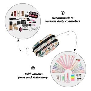 Wholesale Custom Print Pencil Bag Portable Cosmetic Pouch Bag Custom Quilted <b>Makeup</b> Bag for Travel - Product Image 4