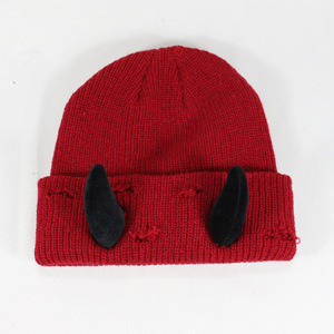Gorro de punto de acrílico con cuernos de demonio apenados divertidos de <span class=keywords><strong>Halloween</strong></span> de invierno personalizado con cuernos - Product Image 6