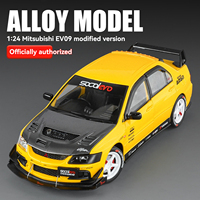 Modelo de coche de metal fundido a presión a escala 1:24 con licencia original, LANCER Evolution IX EVO, 9.ª generación, con sonido y luz, puertas que se abren y función de retroceso.