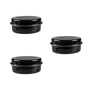 REGALO DE GRACIAS 0,8mm Asado Antiadherente Esmalte en forma ovalada negra Asador de esmalte ovalado cubierto de 13 pulgadas con acero inoxidable Tri - Product Image 5