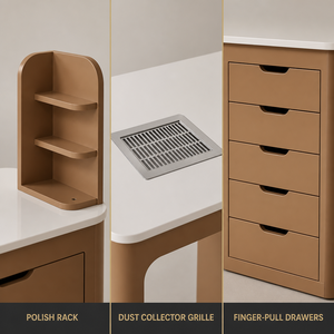 Table de manucure en MDF la plus vendue, mobilier de salon blanc avec tiroirs, lampe LED et présentoir à gel pour studio de beauté - Product Image 3