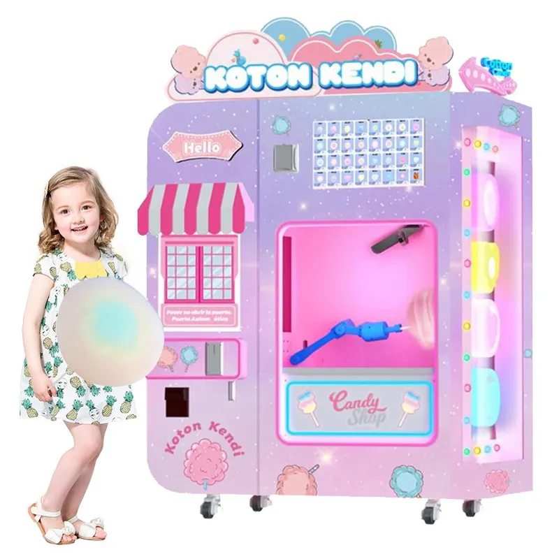 Новый дизайн, профессиональный коммерческий автоматический торговый автомат с хлопковой сахарной ватой для бизнеса