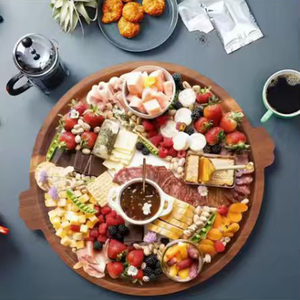 <span class=keywords><strong>Plateau</strong></span> de service rond en bois d'acacia durable, grande planche à <span class=keywords><strong>charcuterie</strong></span> en bois pour fromages, fruits, apéritifs, <span class=keywords><strong>plateau</strong></span> de service de cuisine - Product Image 1