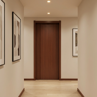 Porte intérieure moderne au design minimaliste, couleur noyer, finition WPC, panneau plat, durable, résistante aux rayures, pour immeubles d'appartements