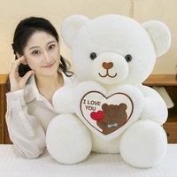 Adorable Ours en Peluche Coton PP Motif Cœur pour Filles, Coussin de Lit, Décoration de Mariage, Cadeau pour Amies