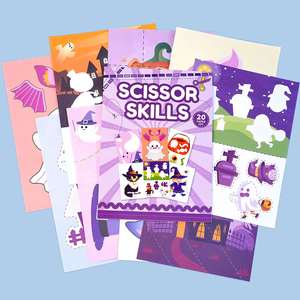 Kit de Arte y Manualidades para Niños, Educación Temprana, Halloween, Manualidades Creativas, Libro de Recortes de Papel con Dibujos Animados - Product Image 1