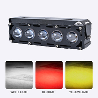 Phare LED à cinq lentilles en rangée droite, trois couleurs (blanc, rouge, jaune) en option, faisceau complet, kit de montage pour moto tout-terrain