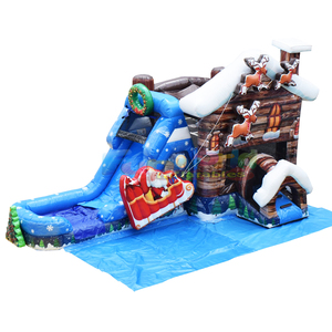 Holiday jumpers bouncing castle santa cabin combo <b>inflatable</b> christmas bounce <b>house</b> with slide - Product Image 1