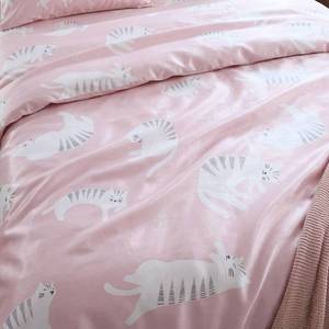 Kids TENCEL™ Lyocell Duvet Cover 150x200cm <b>Cute</b> Pink Cat Print Soft Breathable <b>Bedding</b> for Girls - Product Image 2