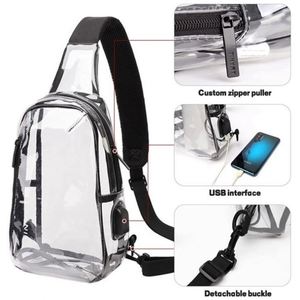 Bolso Bandolera Transparente de PVC con Carga USB, Bolso Deportivo para el Pecho, Bolso Cruzado Casual para Damas y Caballeros - Product Image 4