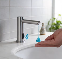 Distributeur automatique de savon liquide intelligent à induction Chrome pour hôtels – Robinet distributeur automatique de savon moussant/liquide pour salle de bain